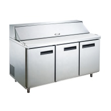 60in 3 Door Pizza Fridge: Air Cooling Preparation Refrigerator for Toppings and Freezing