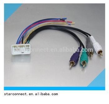 Factory iso connector radio wire harness with RCA substitute for Toyota