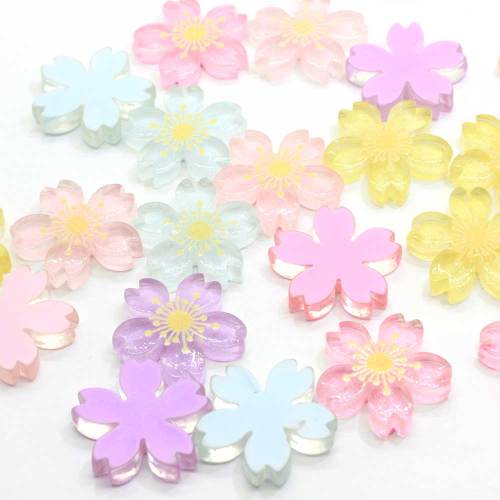 Beautiful Cherry Blossom Flower Shaped Resin Flatback Cabochon For Girls Garment Accessories Or Bedroom Ornaments Beads