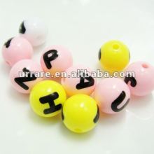 12mm Plastic Round Beads with Alphabet