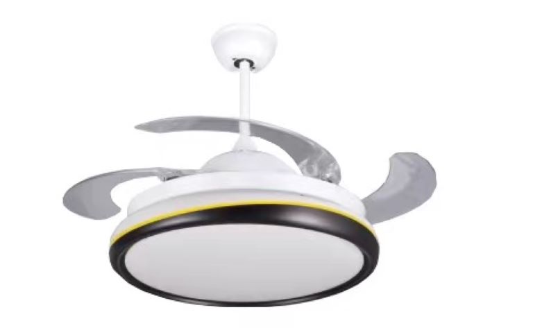 42-inch White Retractable Modern Ceiling Fan with 4-blades