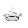 42-inch White Retractable Modern Ceiling Fan with 4-blades