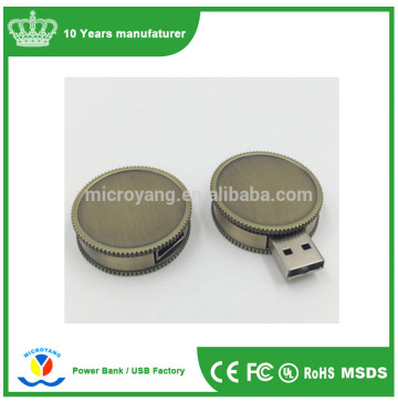 Round coin USB flash drive swivel metal gear USB flash drive gift USB flash drive wholesale