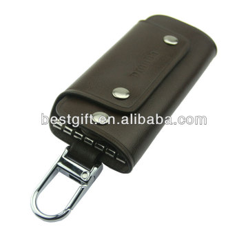 black leather keychain holder