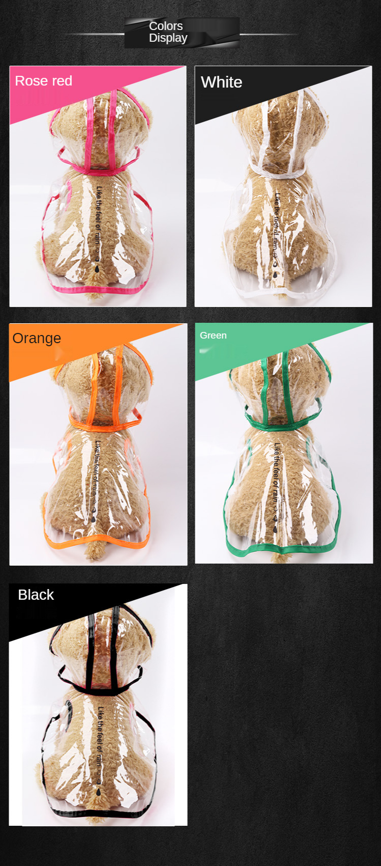 Dog Raincoat Spring and Summer Clothes Teddy Small Dog Pet Poodle Puppy Raincoat Transparent Raincoat Pet Clothes