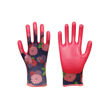 Garden Series Nitrile Floral Pattern Garden Gloves