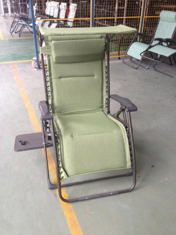 Large quilted recreational chair with cup holder