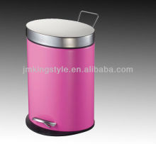12L Pink oval decorative waste bin price with step