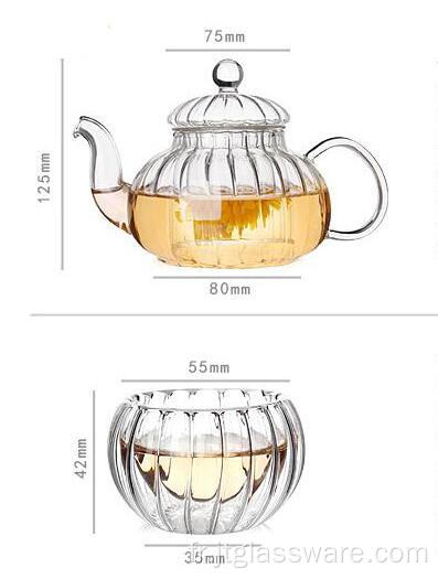 Théière ronde en verre de théière citrouille résistante à la chaleur