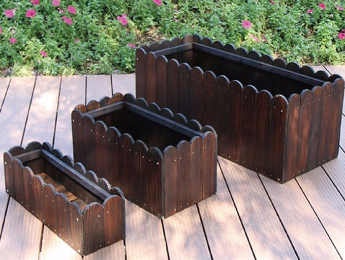 sun exposed durable 100*33*30/40mm wooden planter flowers Pot