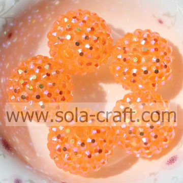 18 * 20MM gros strass en résine perles solides accessoires de bijoux orange clair AB