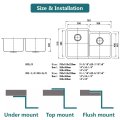 Rugular R25 Undermount Mangkuk Ganda untuk Desain Dapur