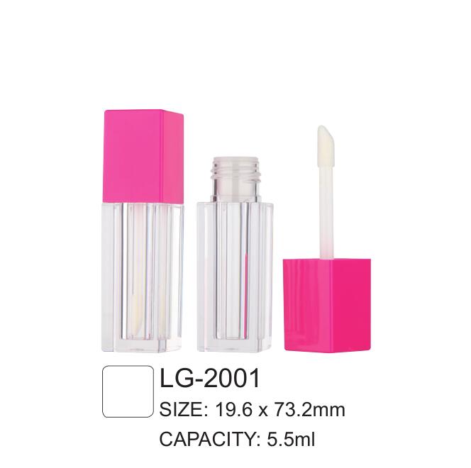 Square Plastic Empty Lipgloss Tube Container with Brush