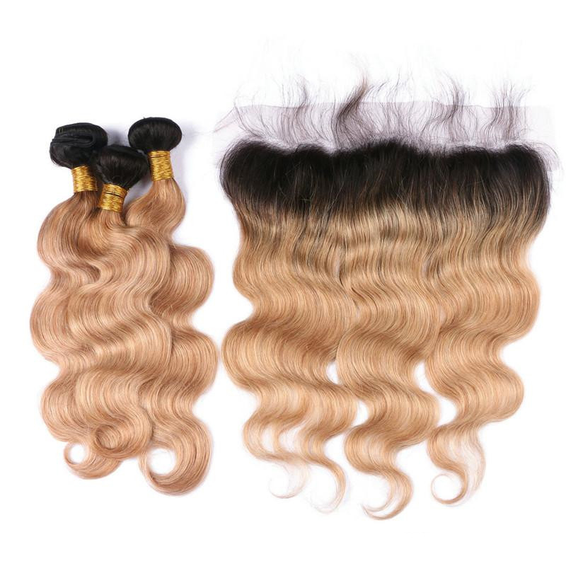 wholesale Indian virgin hair supplier,two tone 1b/27 color 100% Indian human hair body wave hair bundles