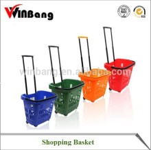 Plastic Rolling Shopping Basket for Supermarket