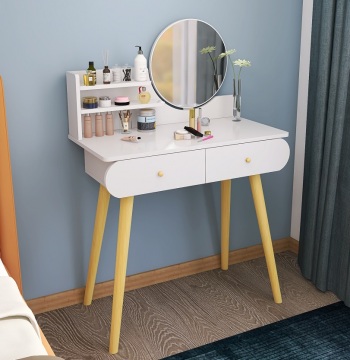 3-Color Dimmable LED Cosmetic Comb with Drawers - Coiffeuse avec Miroir LED