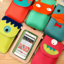 Q056 Cartoon halter PU touch screen mobile phone bags cases