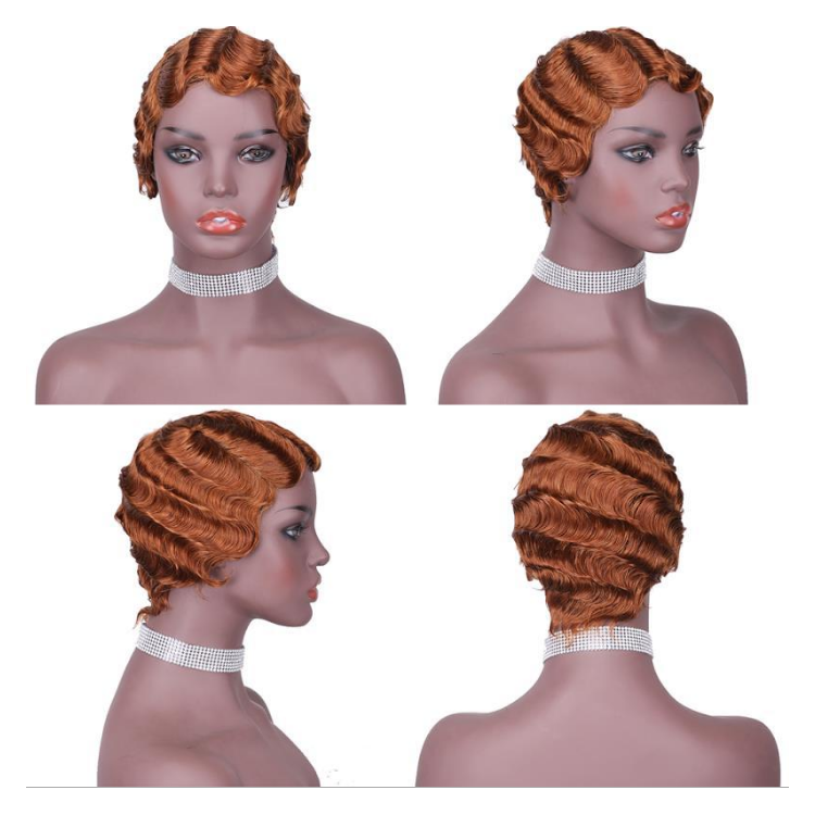 whosale vindors  ,  finger wave 100% human wigs pixie short wigs for black women