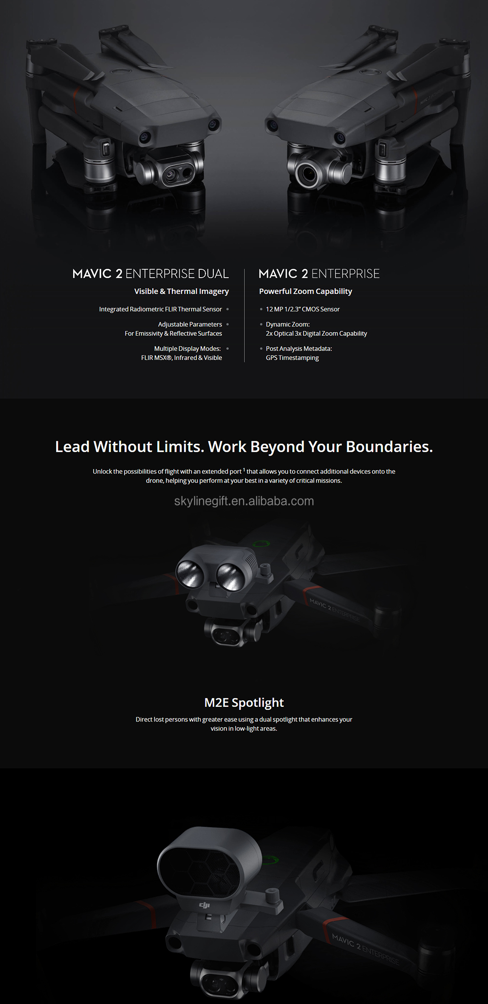 DJI Mavic 2 ENTERPRISE DUAL / Mavic 2 ENTERPRISE Drone with M2E Spotlight and M2E Speaker and M2E Beacon RC Quadcopter UAV