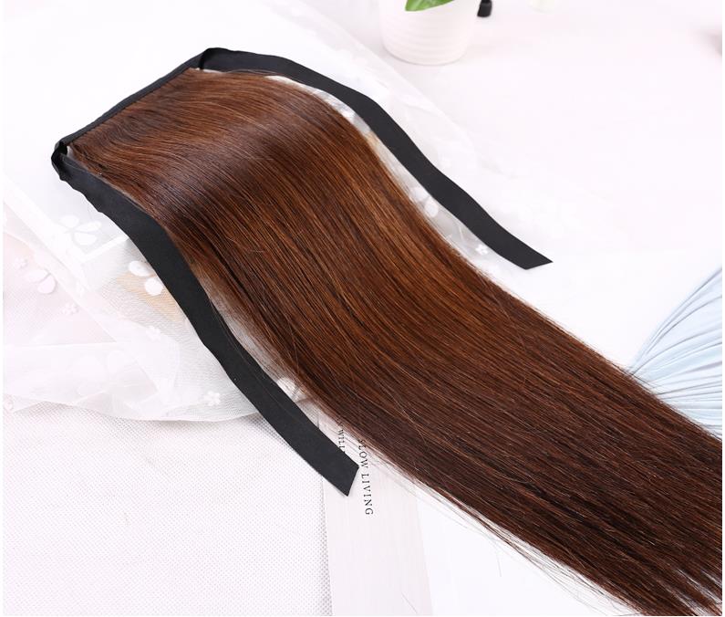 Natural Wrap Around Drawstring Ponytail 100% Virgin Human Hair Silky Straight, Remy Brazilian Human Hair Pony tails