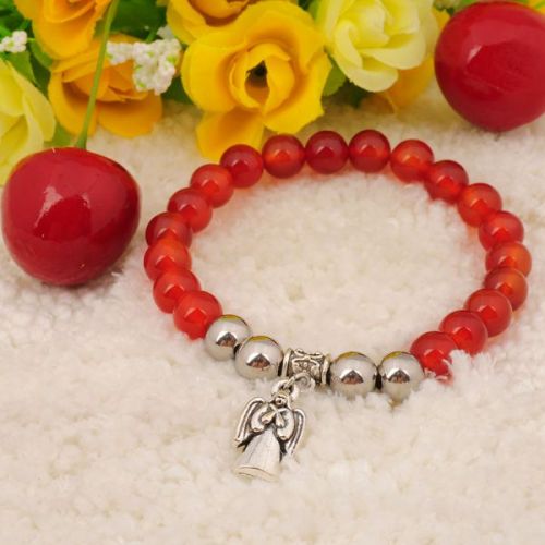 Natural Red Carnelian Bracelet Gemstone jewelry alloy pendants