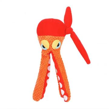 Red octopus plush toy pet teething toy
