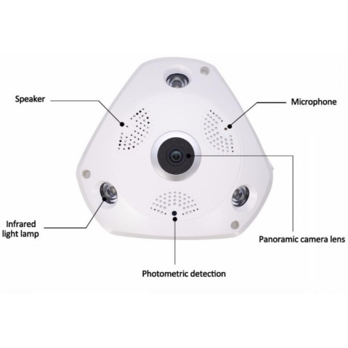 3mp 360 panoramyske wifi thús befeiligingskamera