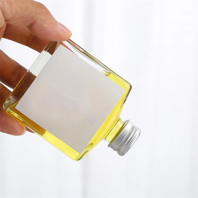 New Square Drink Glass Bottle, Transparent Square Glass Bottle with Lid