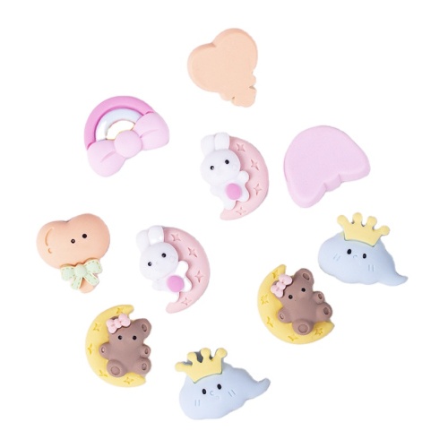 Cartoon Resin Cloud Arcobaleno Bowknot Charms Parte posteriore piatta Orso Cabochon Perline per Slime Filler Cassa del telefono Ornamento Decorazione della casa