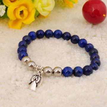 Natural Lapis Lazuli Bracelets Gemstone jewelry alloy pendants