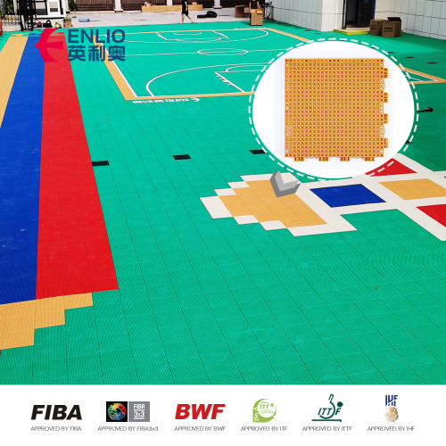 Inteligentne PP Zakręcające przenośne materiały do ​​koszykówki Plastikowe płytki Tymczasowe podłogi do koszykówki na zewnątrz