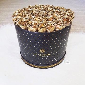 Luxury Black Cardboard Round Flower Box