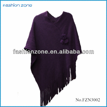 2016 lady flower knitted poncho