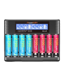 ALL8-S LCD Eight-Slot Battery Charger: Charges Ni-MH and 1.5V Lithium Batteries for AA and AAA