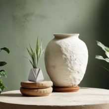 Rustic Earth-Tone Ceramic Vase - Fits Concrete Decor