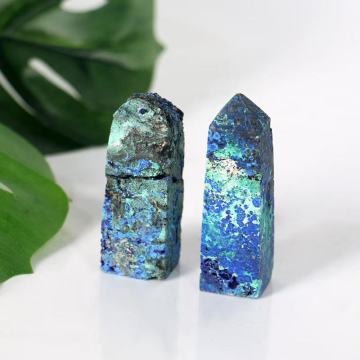 天然水晶蓝色蓝酸盐塔用于装饰
