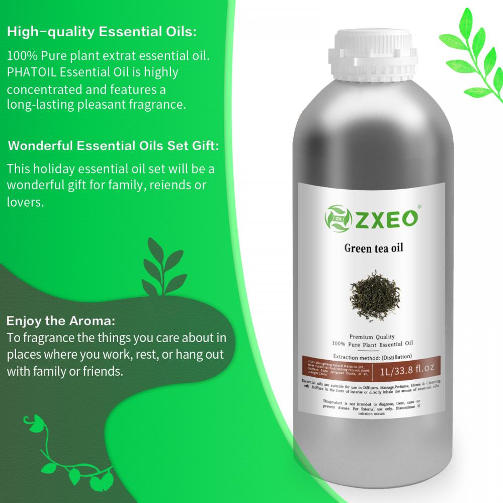 Aceite esencial de té verde orgánico 100% puro, servicio de té verde de servicio OEM