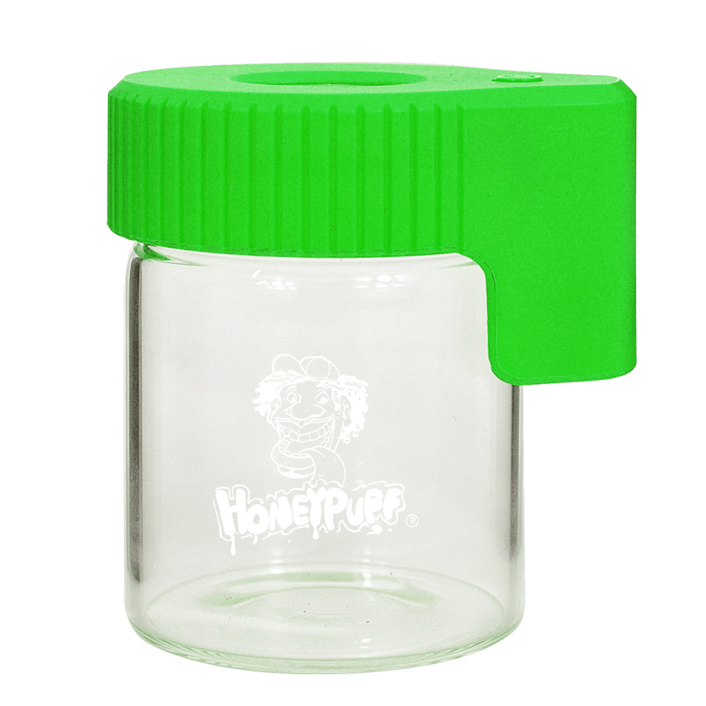 Wholesale transparent glass storage case with LED light Container 155ML stash jar storage jar custom logo glass pill case