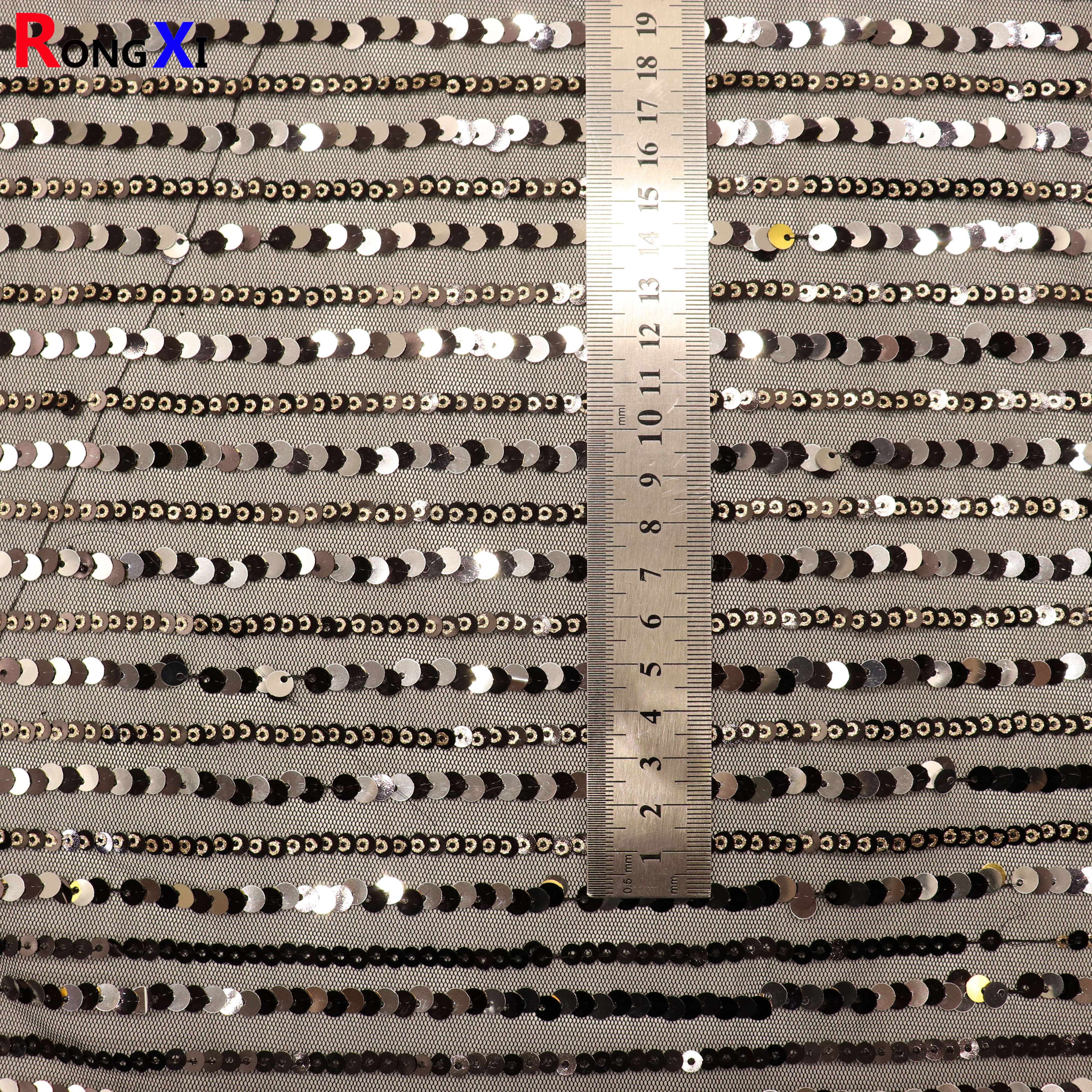 RXF1653 3mm 5mm 6mm Professional Sequin Stripe Fabric With CE Certificate