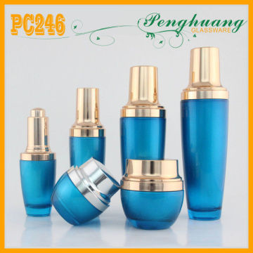 30ml / 100ml Dark Blue Silk Printing Decal Glass Bottles For Cosmetics Sets