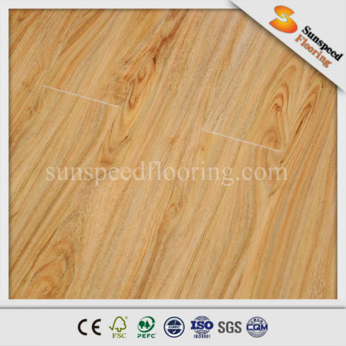 Glossy surface teak color 8mm laminate flooring