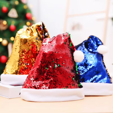 Reversible Sequin Santa Hat - Christmas Party Hat & New Year Hat
