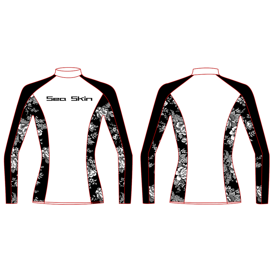 Seaskin Lengan Panjang Polyester Lycra Rash Guard