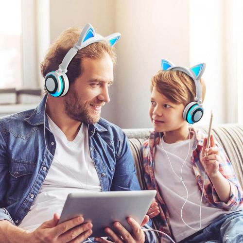 Rechargeble cat ear headphones game girl child headset