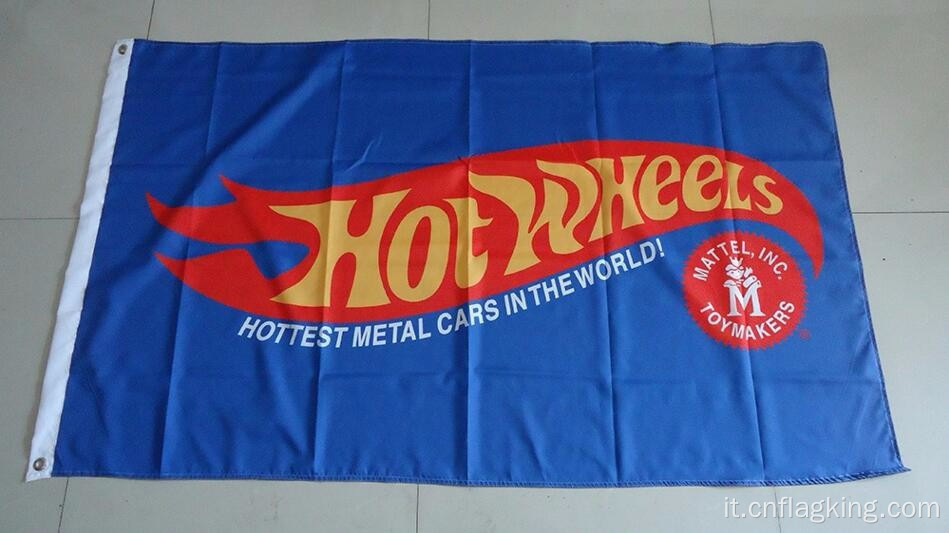 Bandiera delle ruote calde bandiera delle auto in metallo più caldo 90X150CM size100% polyster hot wh bandiera