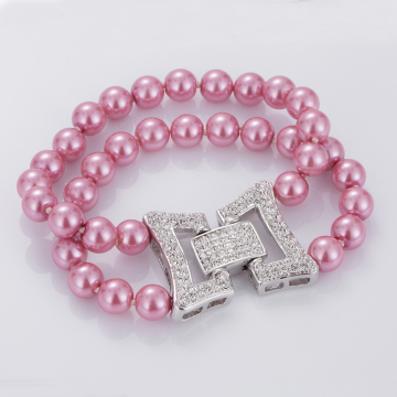 Charm Pink Pearl Beads Bracelet Set