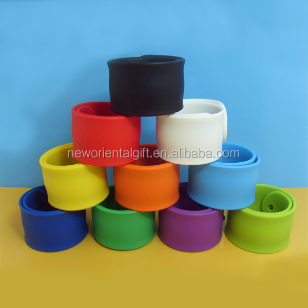 Colorful Blank Silicone Slap wristbands , Custom Snap Bracelets