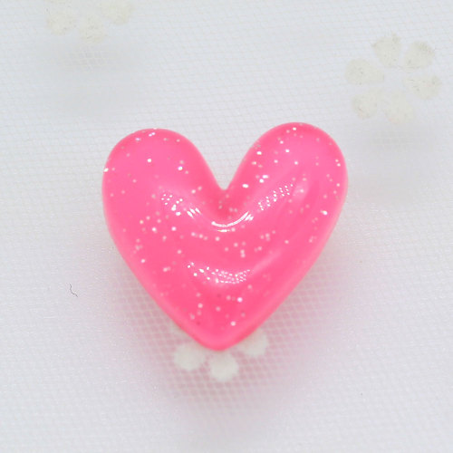 Couleur claire Transparent dos plat en forme de coeur perles de résine bricolage artisanat décor Cabochon coque de téléphone Scrapbook ornements