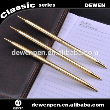 thin golden plated metal pen metal novelty pen