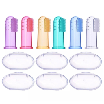 BPA livre silicone claro macio pet dedo escova de dedo